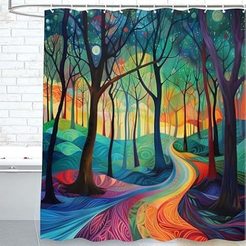 cromcu Forest Shower Curtain Set with Hooks Cover