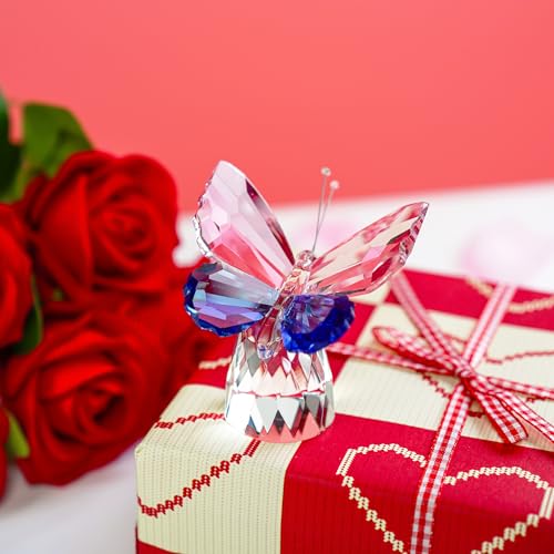 Image of H&D Crystal Butterfly Figurine Collection Animal Statue Home Glass Table Decoration