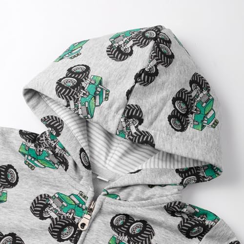 Popshion Boys Toddler Cartoon Dinosaur Hoodies Jacket Cool Long Sleeve Zipper Hooded Sport Sweatshirt Coat for Kids 1-7 Years4