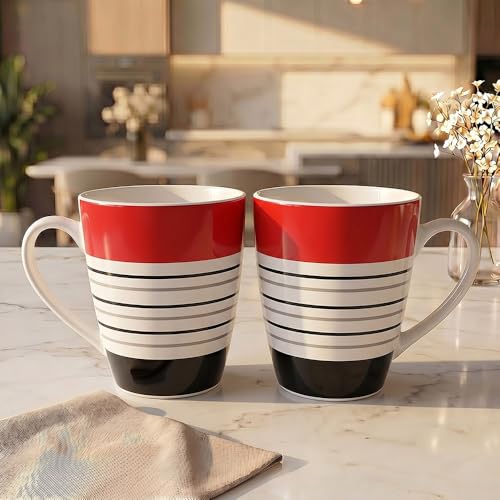 Image of UPC Premium Bone China Coffee Mug Set of 2 | Elegant Ceramic Tea & Coffee Cups for Home, Office & Cafe | Lightweight, Durable, Microwave & Dishwasher Safe Mug Set | Luxury Drinkware Collection