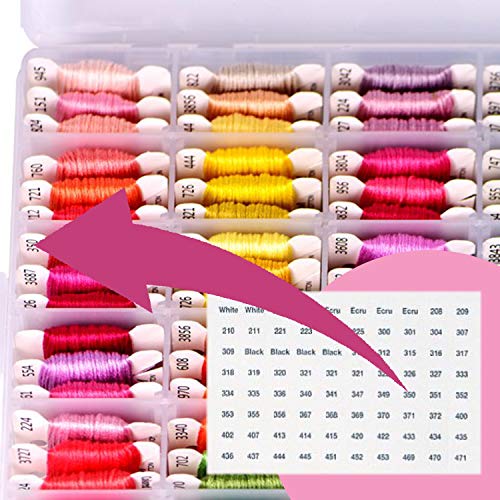 Embroidery Floss Organizer Box - 17 Compartment Plastic Embroidery Thread Organizer with 100 Plastic Floss Bobbins and 640 Floss Number Stickers. Great for All Your Cross Stitch Supplies (Full Set) - Thumbnail 5