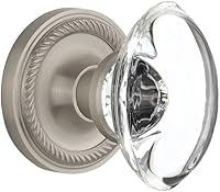 Vista 9 de Nostalgic Warehouse 717661 - Roseta de cuerda con pomo ovalado de cristal transparente, privacidad, 2.75 pulgadas, latón pulido