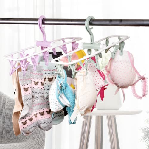 JIANW Mini Varal Dobrável com 12 Pregadores Roupas Íntimas Meias Cuecas Calcinhas Portátil Compacto