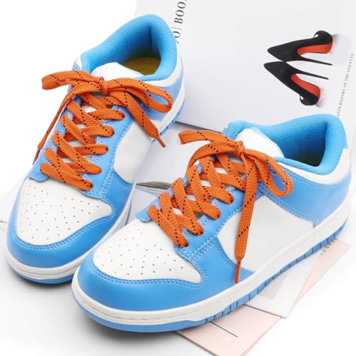 Image of Flat Shoelaces Multicolor Twill Point Thick Shoe Lace Shoestring 2 Pair