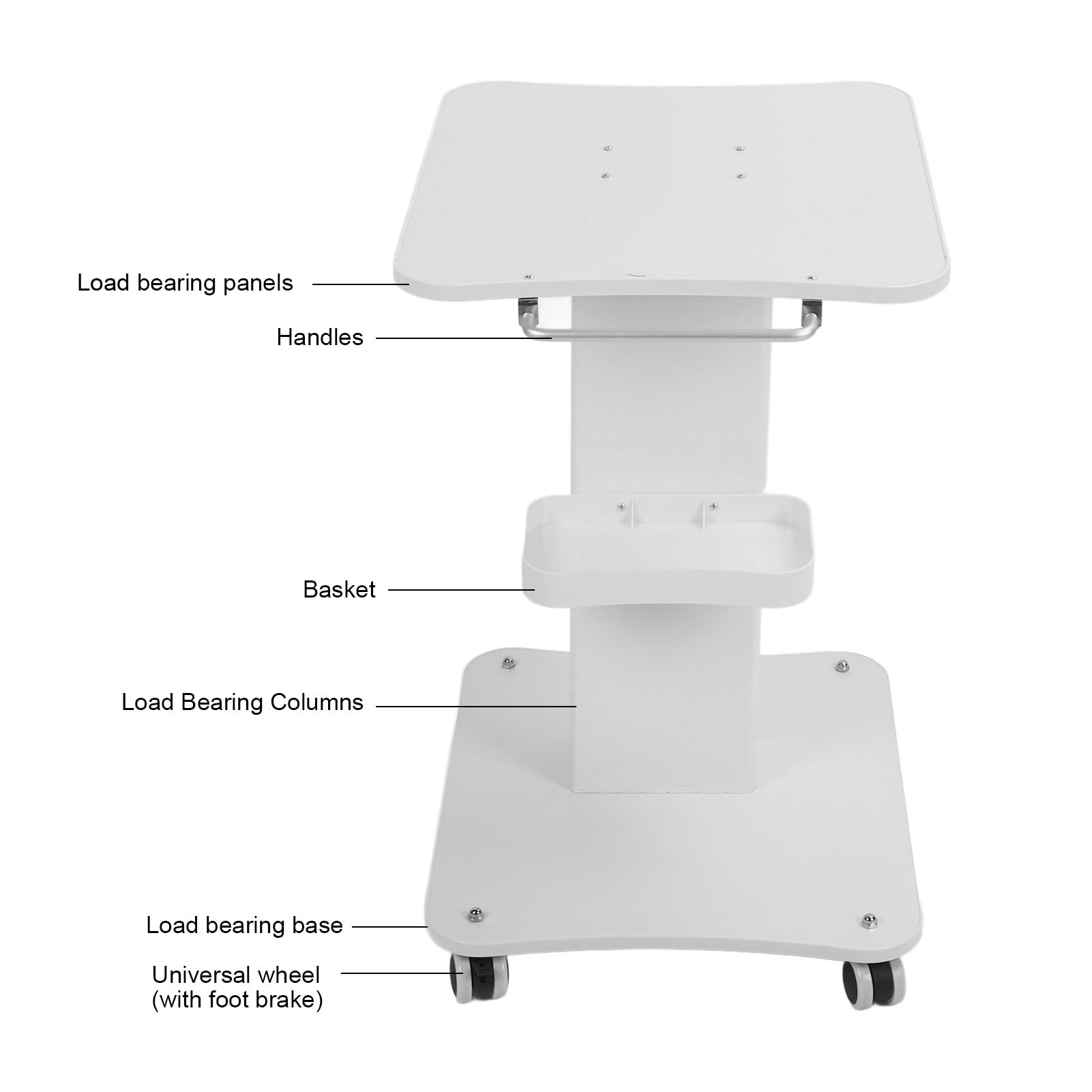 Carro de Soporte para Instrumentos de Belleza con Soporte de Almacenamiento Rodante de 3 Niveles Carro Móvil para SPA, Laboratorio, Clínica, Salón de Belleza Carro de SPA