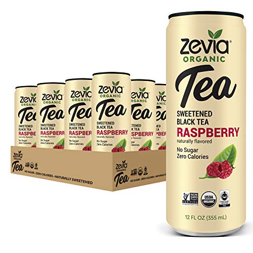 Zevia Organic Sugar Free Iced Tea, Black Tea Raspberry, 12 Fl Oz (Pack ...