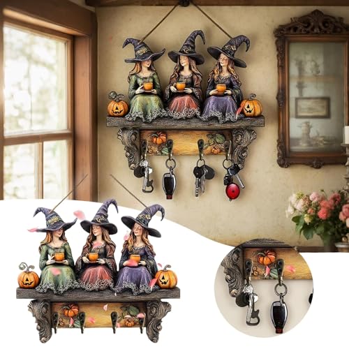 Halloween Witch Key Holder Wooden Pumpkin Wall Decor, Coat Rack with 4 Hooks, Bohemian Key Hanger for Entryway Kitchen Storage Organizer Thanksgiving Halloween Decorations (Orange) - Cosy Home Interiors Halloween Witch Key Holder Wooden Pumpkin Wall Decor, Coat Rack with 4 Hooks, Bohemian Key Hanger for Entryway Kitchen Storage Organizer Thanksgiving Halloween Decorations (Orange) - Image 5