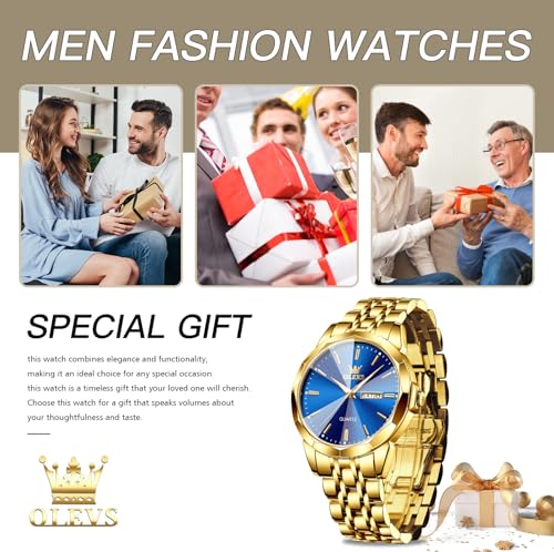 Image of OLEVS Watches for Men Luxury Dress Wirst Watch 42MM Large Dial Stainless Steel Waterproof Luminous Watch Gift