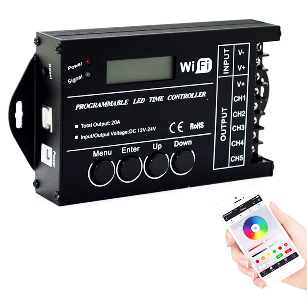 DC 12V 24V WiFi RGB Zeit programmierbar LED Controller TC421 5 Kanäle 20A Common Anode Programmierbar LED Strip Dimmer