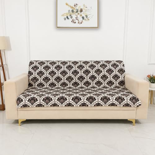 Image of Homerz Premium Printed Quilted Velvet Sofa Slip Cover Protector, Sofa Mat, Exact Size, Antislip Cover (Botanica, 5 (3+1+1) Seater, Full)