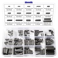 Lyeteung 140 Stücke 16 Größen 3-4-5-6 mm Round Ended Federschlüssel Sortiment, Karbonstahl Passfeder Passfedersatz, Parallelantriebswellenschlüssel, für Mechanische Industrie