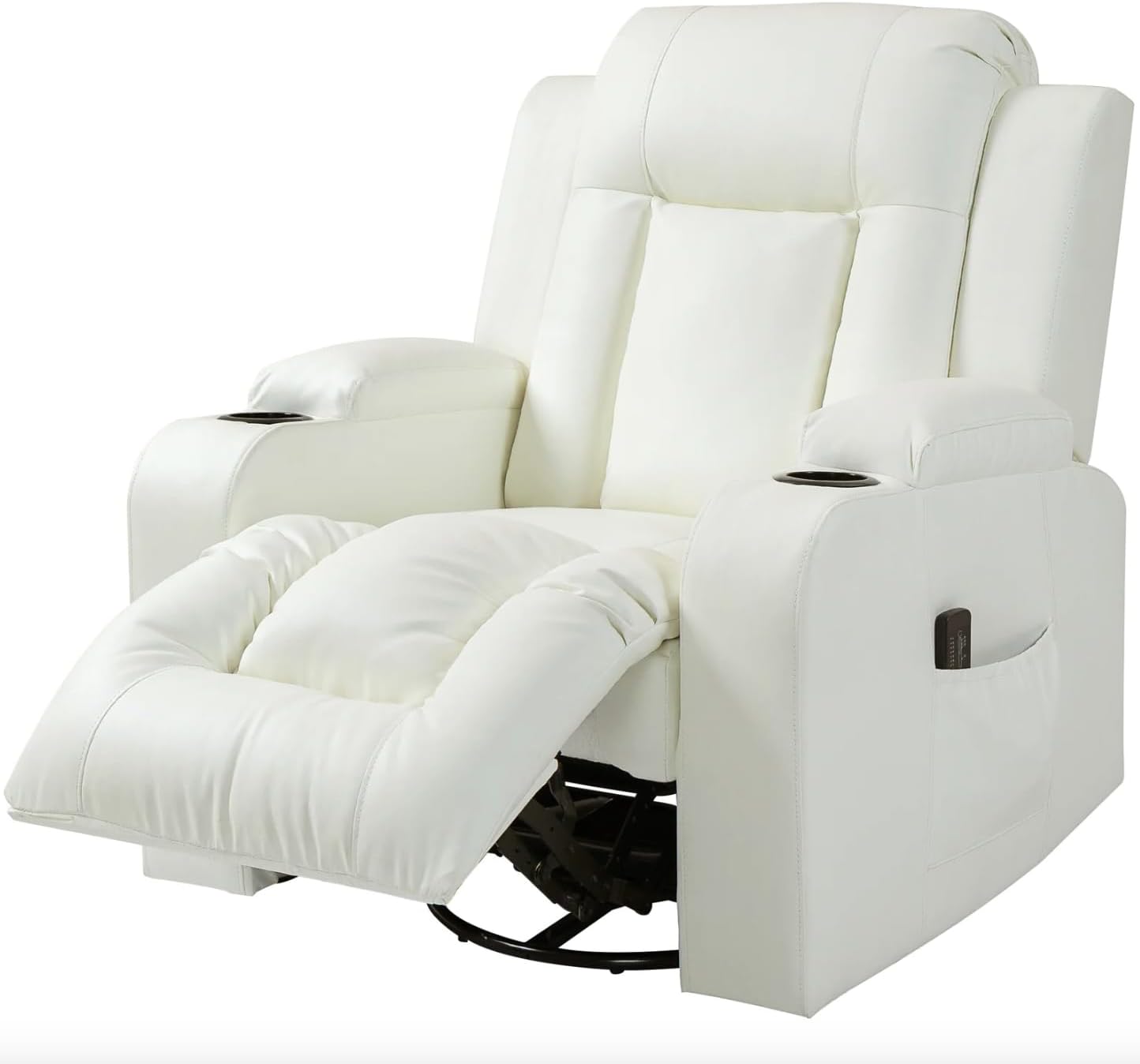 Massage Recliner Sofa Leather Vibrating Heated Chair Lounge Executive w/ Control - Cream