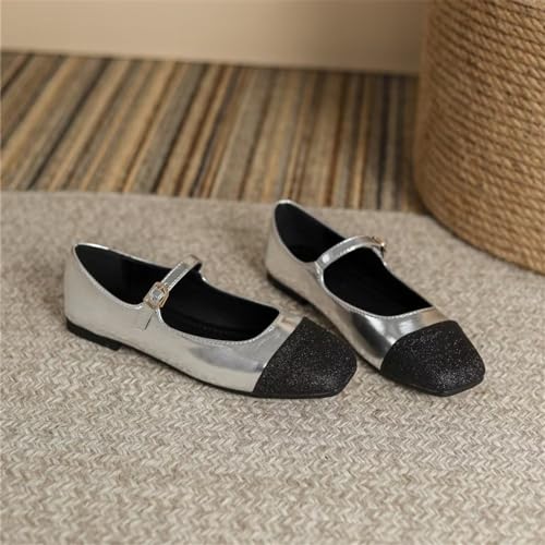 TN TANGNEST Women's Mary Jane Flats Retro Square Toe Slip On Flats Soft Comfortable Versatile Office Flats2