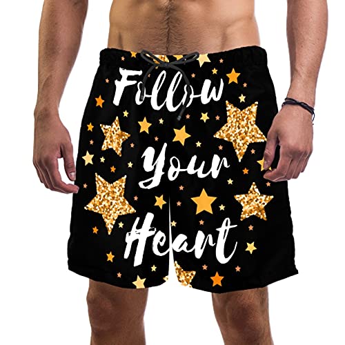 Short de bain homme taille élastique L maillot de bain 2 poches étoiles cœurs