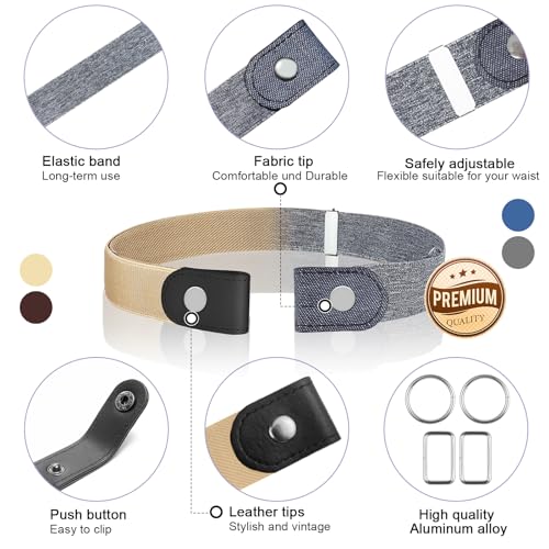 Image of 【4 Pcs】No Buckle Stretch Belt for Women and Men Elastic Waist Belt Invisible Belts for Jeans Pants