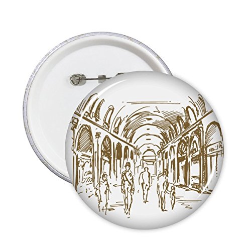 Badge rond illustration paysage de campagne et ville en lot de 5 boutons à épingle XL DIYthinker