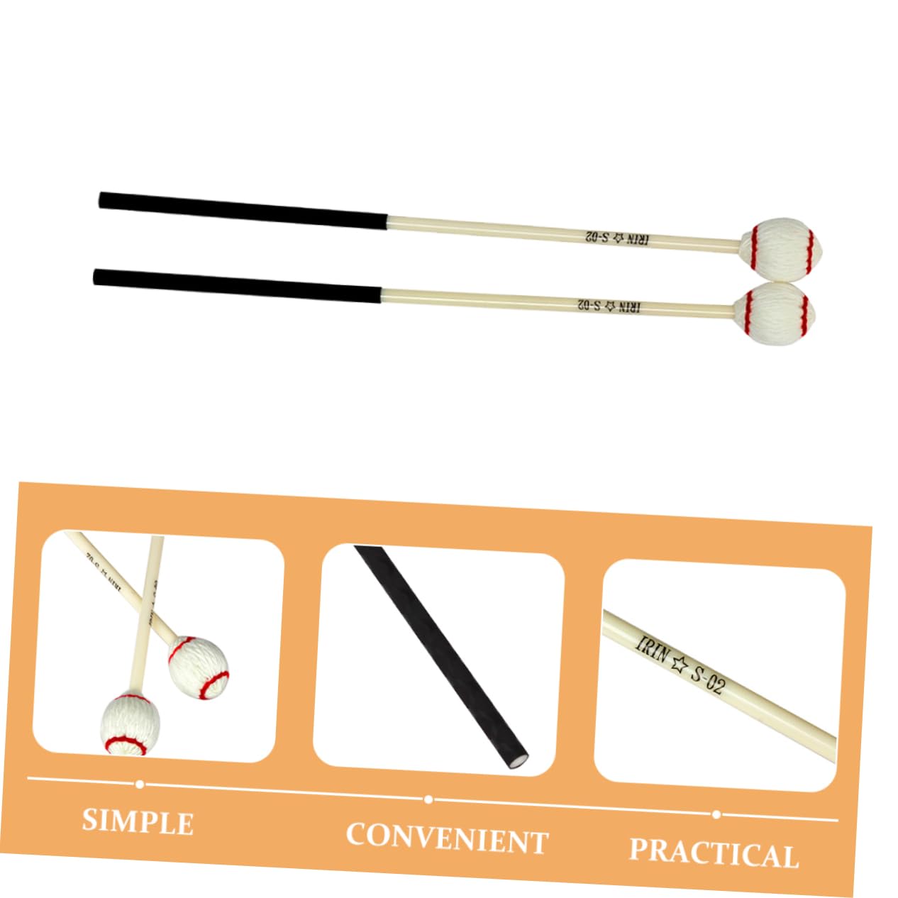 2paare Marimba Mallets Mit Gummigriff Leichte Schlaginstrumentenstöcke Für Schüler Für Xylophon Und Percussion Langlebig Und