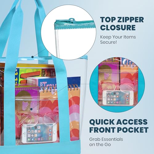 Image of Handy Laundry Clear Tote Bag - Zipper Closure, Long Shoulder Strap, Fabric Trimming.