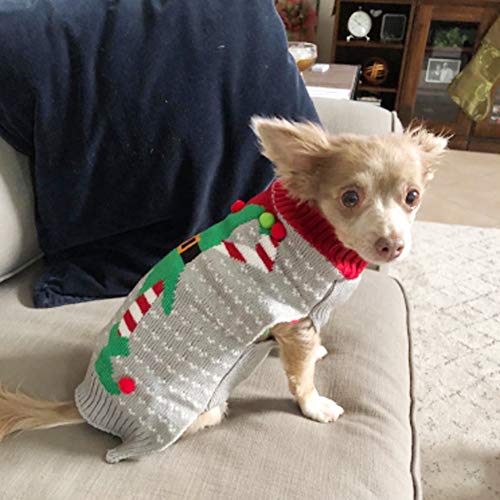 DELIFUR Hundeclown Winterpullover Haustier Weihnachten Hundepullover Hässliche Elf Haustier Pullover Clown Urlaub und Party für Hund und Katze