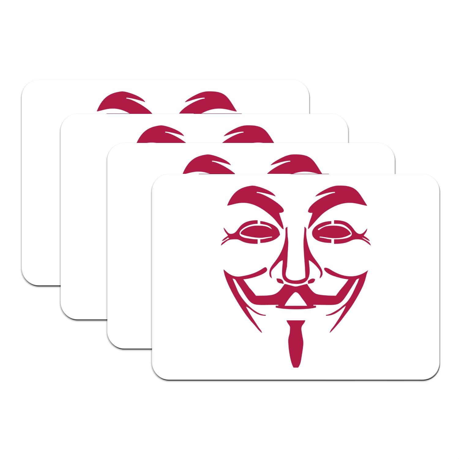 Sets de table hacker Anonymous rouge lot de 4 dessous caoutchouc antidérapant grand format