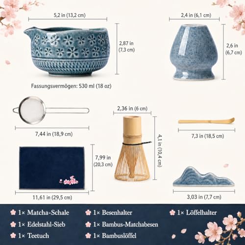 Image of Buucup Blue Matcha Set, Ceramic Bowl Kit with Bamboo Whisk & Tools