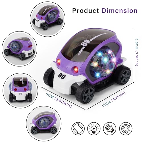 Image of Zest 4 Toyz Stunt Car 360 Degree Rotating Stunt Car Bump and Go Toy with 4D Lights & Sounds Musical Car Battery Operated Toy for Kids - Assorted (Pack of 1)