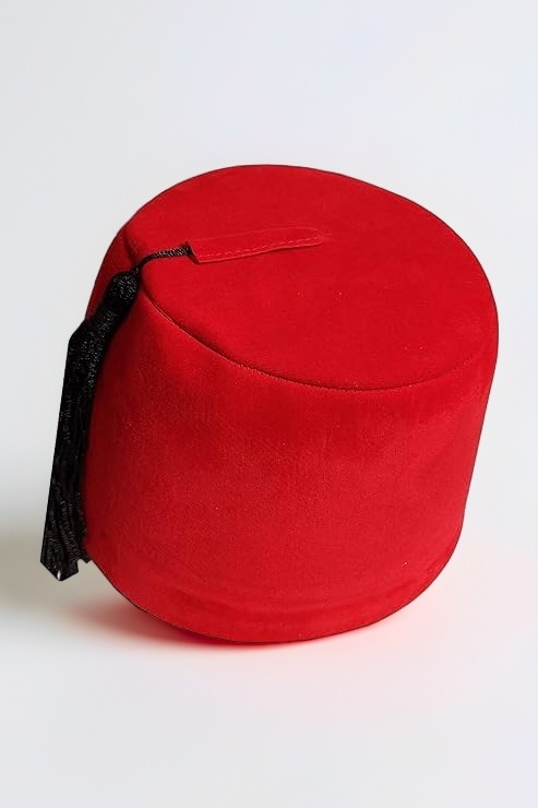 Men's Velvet Mirza Ghalib Cap, Red Colour (Free Size)