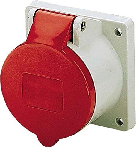 Mennekes 101100220 Bases Semi Empotrables CEE, Tomas de Corriente, 400 V, 50-60 Hz, 32 A, 4 Polos, IP 44, Rojo