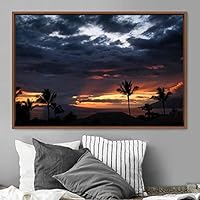 Framed Canvas Wall Art Palm Tree Colorful Cool Group Multicolor Photography Places Realism - 16x24 inches