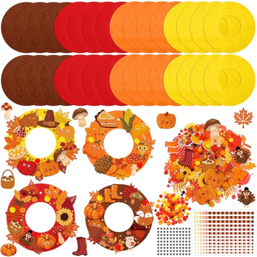 Moucuny 470 Pcs Thanksgiving Craft Kits Fall DIY Wreath Craft Kit Thanksgiving Decorations...