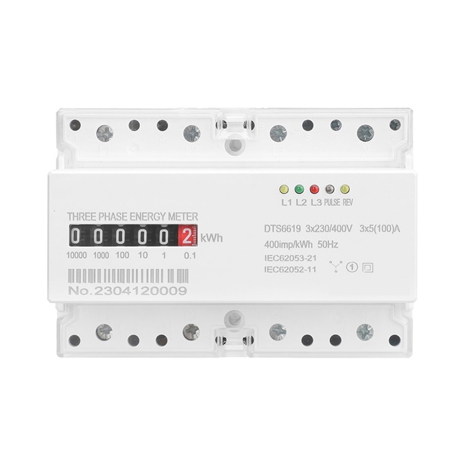 Contador de energía Digital Medidor de Electricidad Digital trifásico de 4 Cables Consumo de energía en kWh Montaje en riel DIN CA 380 V 400 V 100 A 50 Hz(Analog Type)