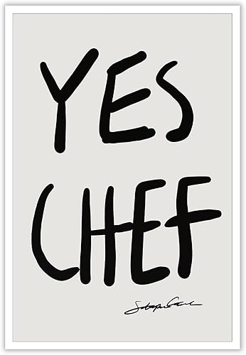 Póster de Yes Chef de mediados de siglo, con cita moderna de cocina, arte de pared, minimalista, moderno, lienzo impreso para dormitorio, sala de
