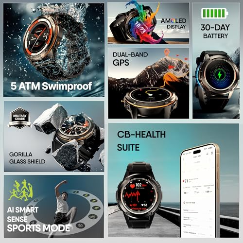 CrossBeats Armour Pro AI Premium Smart Watch for man | Latest 1.43” AMOLED Always on Display | 5 ATM Waterproof | 30-Day Battery |GPS BT Calling Smartwatch |150+ Sports Modes| BP HR SPO2|Android iOS| view 2