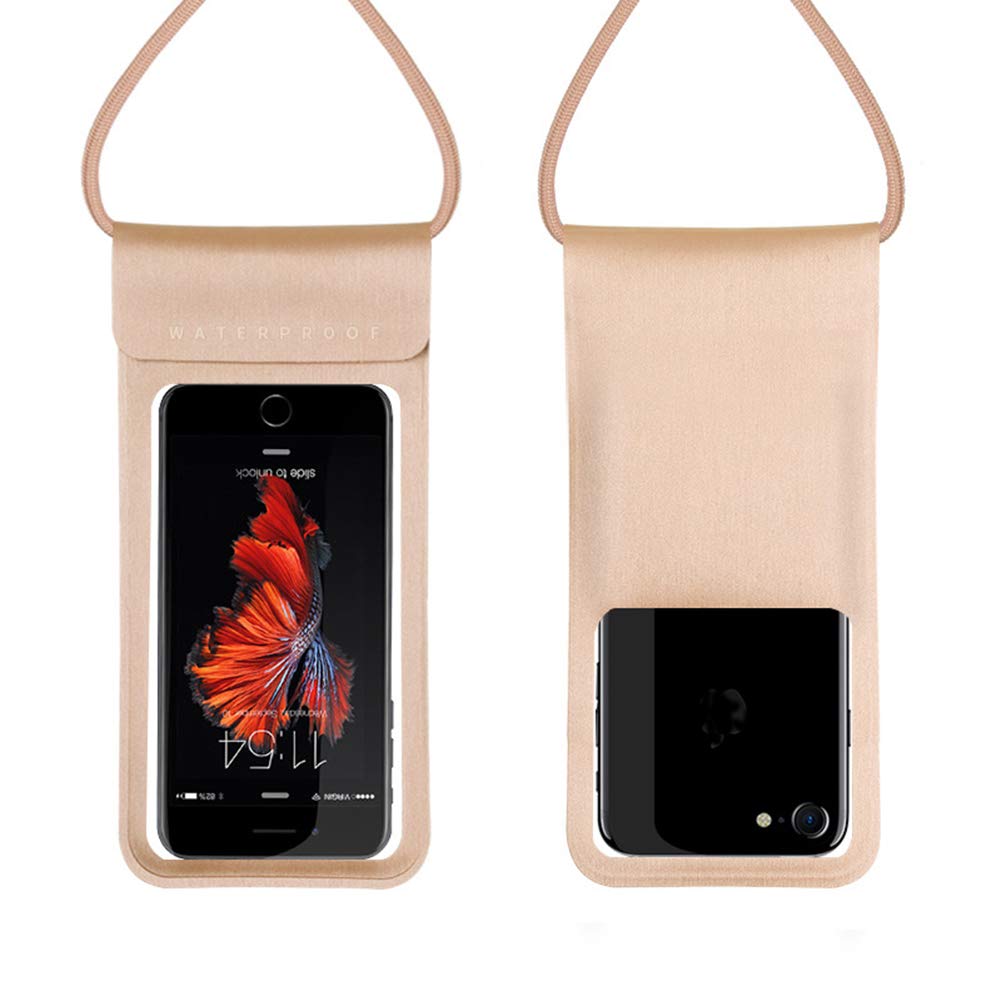 LZC IPX8 Mobile Phone Waterproof Bag Transparent PVC Outdoor Swimming Hanging Neck Takeaway Beach Drifting Diving Waterproof Cover,gold