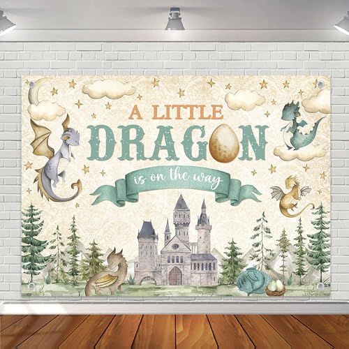 Avezano Dragon Baby Shower Backdrop A Little Dragon is On The Way Baby Shower Party Decorations Dragon Theme Gender Reveal Party Decor for Kids New Born (7x5ft)