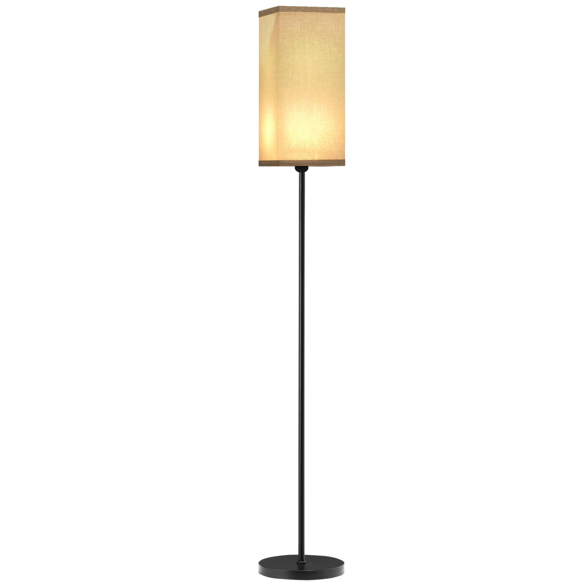 HOMCOM Floor Lamp, Modern Standing Lamp with Linen Shade, Tall Lamps ...