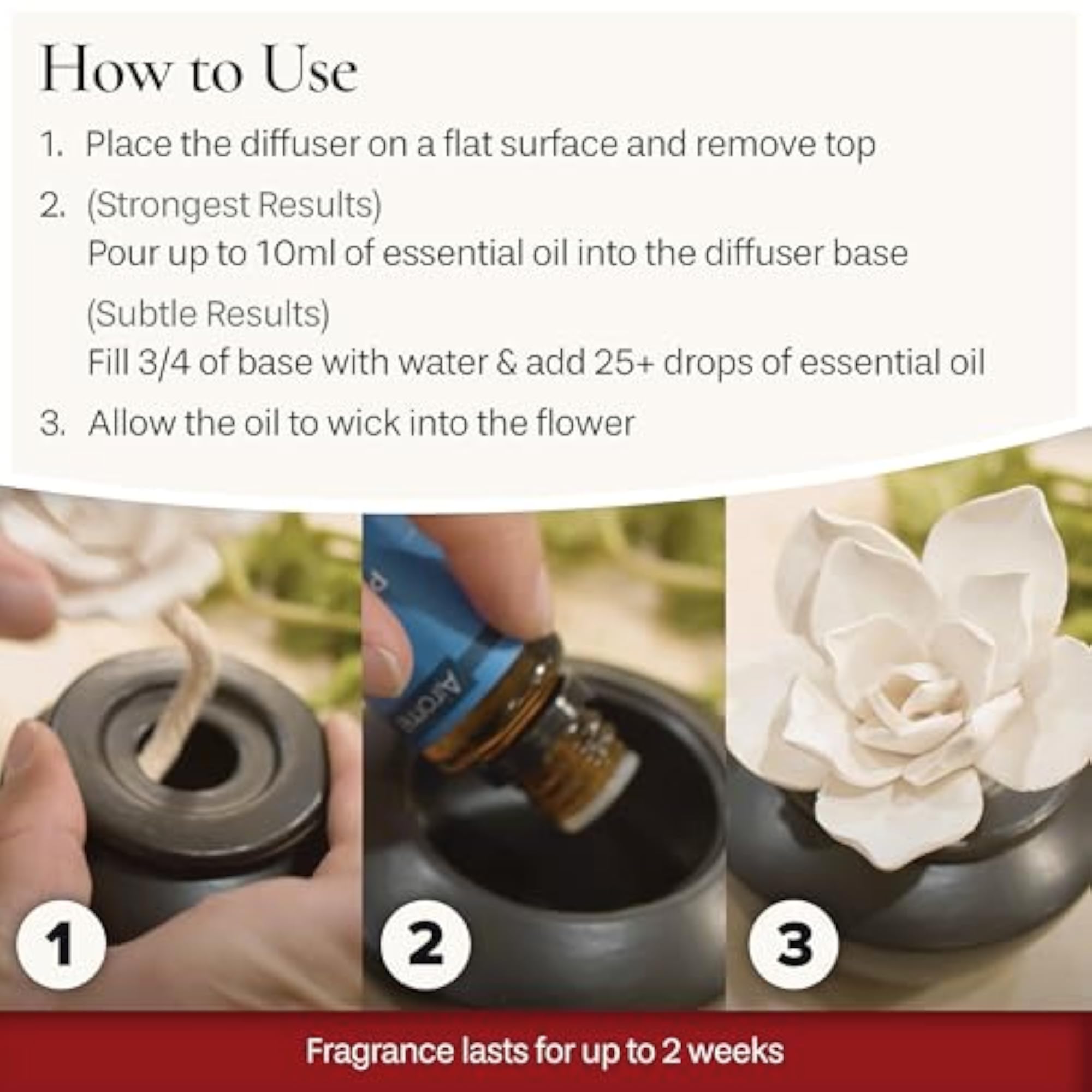 Flower Porcelain Passive Essential Diffuser with Peppermint Oil