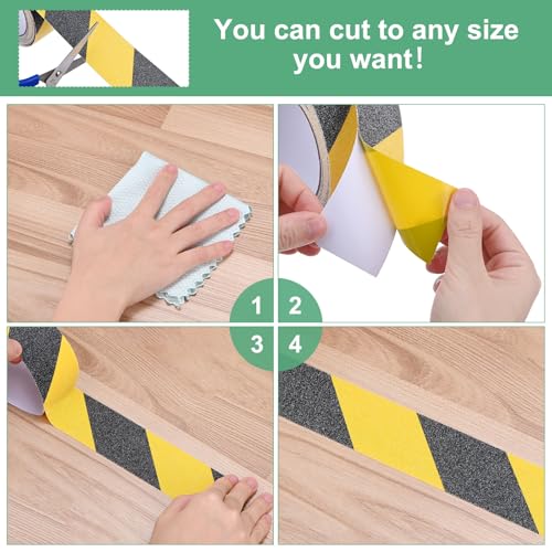 Image of M METERXITY 2-Pack Grip Tape, 0.8Inch x 49.2ft /20mm x 15m Anti Slip Traction Tape for Stair Steps /Indoor /Outdoor, Non Skid Adhesive Stair Tread Tape [Black /Yellow]