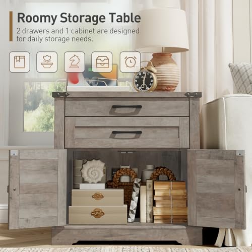 RALGEND 24'' Farmhouse End Table with Charging Station for Living Room - image 5