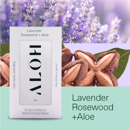 Image of ALŌH Lavender Rosewood + Aloe Hand Sanitizer Wipes, Travel Size