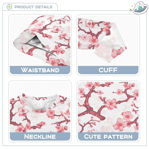 JUNZAN Pink Plum Blossom Little Kids Pullover Hoodie Crewneck Hoodies for Girls Athletic 4T3