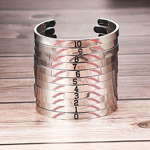 Susook Baseball Number Bracelet For Boys Stainless Steel Adjustable Cuff Bangle Baseball Sport Jewelry Gift For Men (13) #TOP2