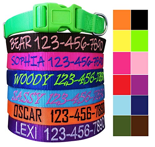 Mix Paws, Personalized Custom Customized Embroidered Dog Name & Phone Number Adjustable Nylon