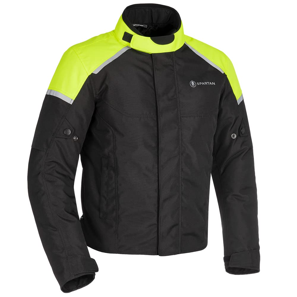 Oxford Men's Black/Fluo Yellow Sm210202m Spartan Short Motorcycle Jacket, M (40)