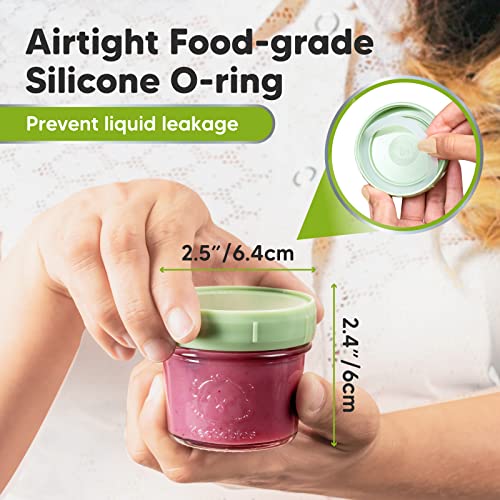 KeaBabies 12Pack Glass Baby Food Containers LeakProof, Microwavable