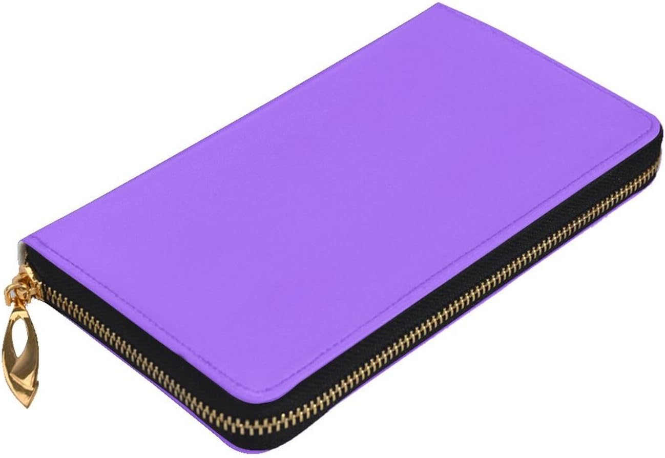 Solid color light purple Women's wallet, clutch wallet, with zipper, large capacity.