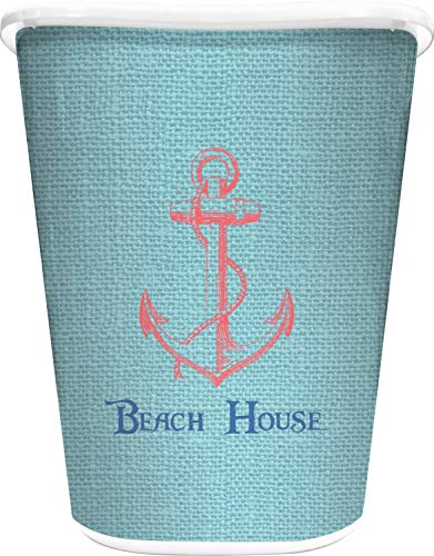 RNK Shops Personalized Chic Beach House Waste Basket - Double Sided (White)