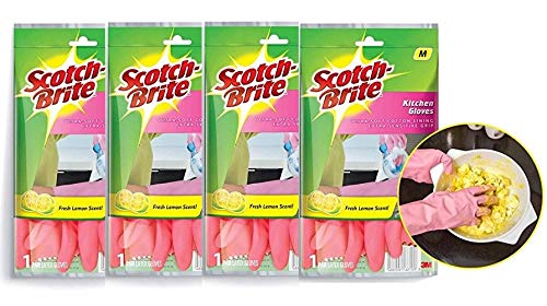 Scotch-Brite Kitchen Latex Gloves, Medium, Pink - Pack of 4 Pairs (B08CBLMWN8) Amazon Price History, Amazon Price Tracker