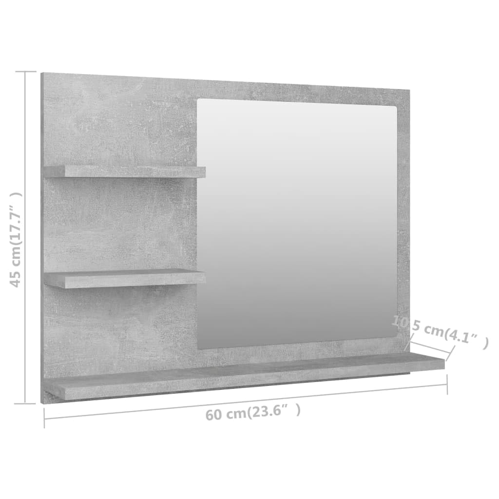 vidaXL Lustro łazienkowe, szarość betonu 60x10,5x45 cm