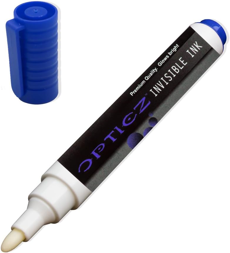 Opticz UV Blacklight Reactive Large Tip Invisible Ink Marker, Blue